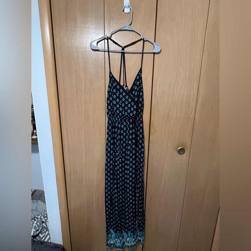 Xhilaration Black and Blue Floral Maxi Dress
